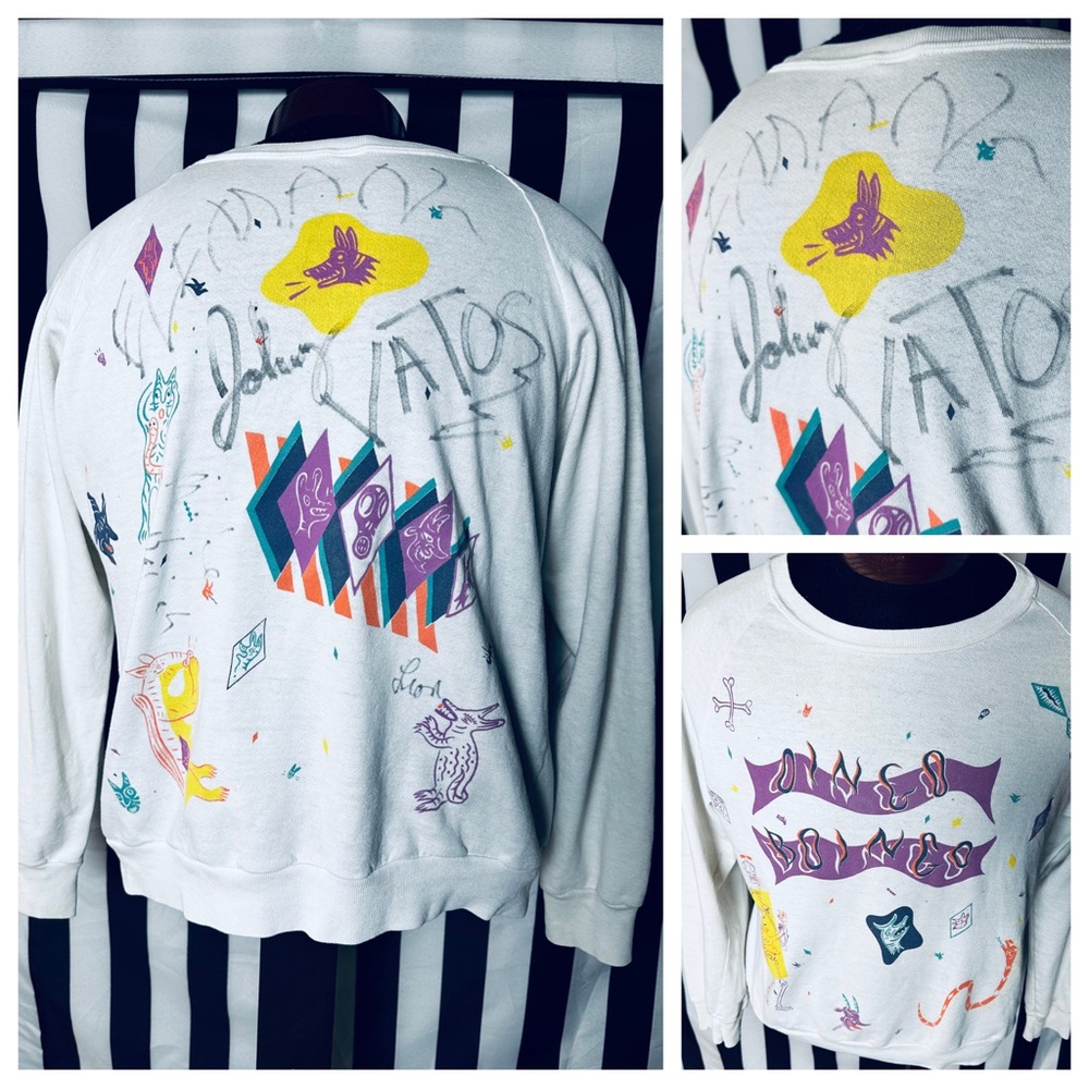 Vintage 80s Oingo Boingo Sweatshirt Signed by Band Members: DANNY ELFMAN, etc